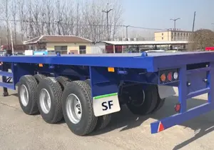 Multi-Axles-Gooseneck-semi-trailer-transport-container-20FT-40FT-55FT-Flat-Deck-Trailer
